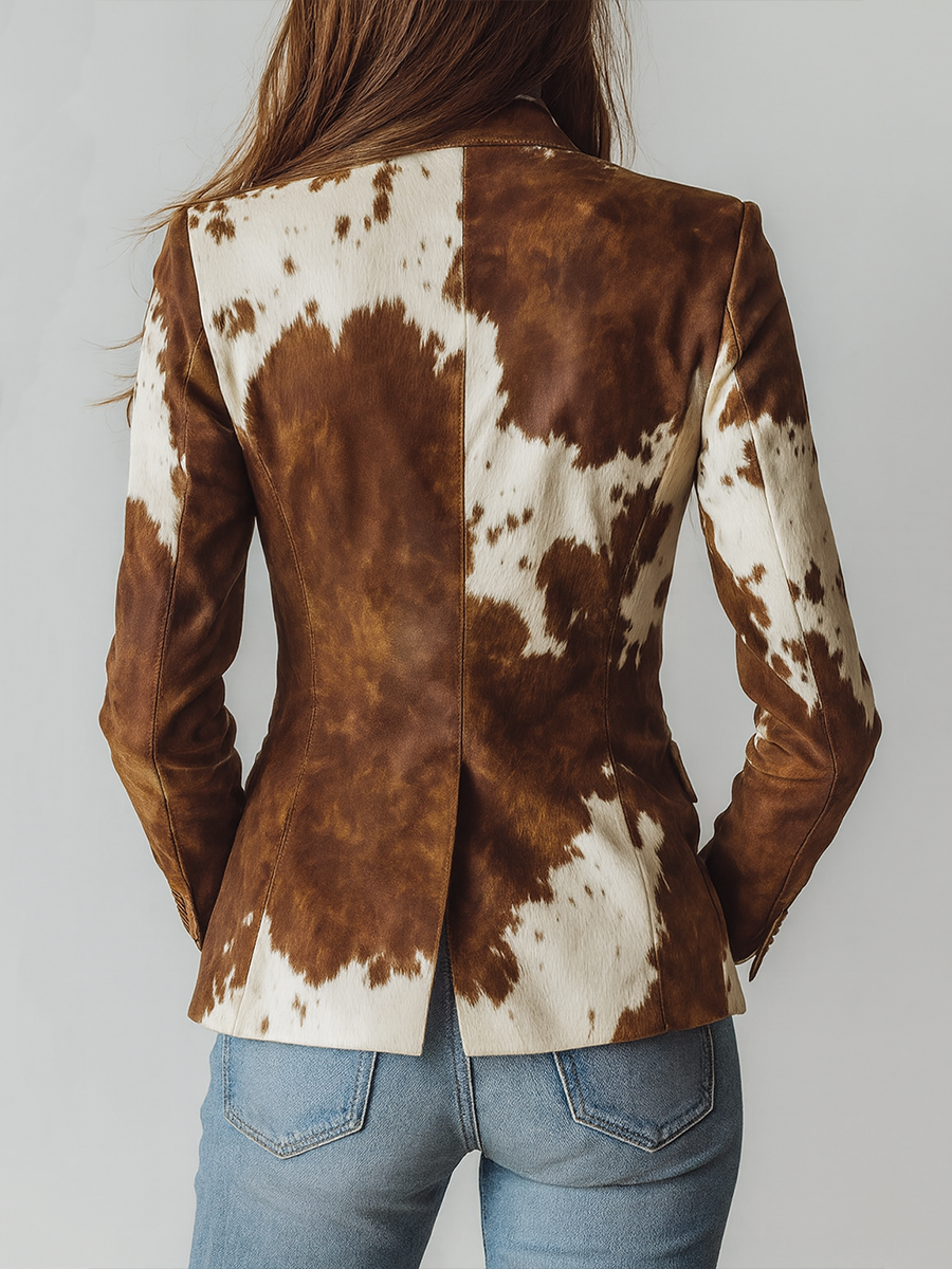 Agathe | Vintage Printed Cow Blazer Eco-Responsible