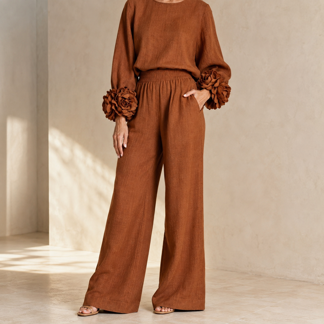 Lindsay | Comfortable Matching Set With Flowers