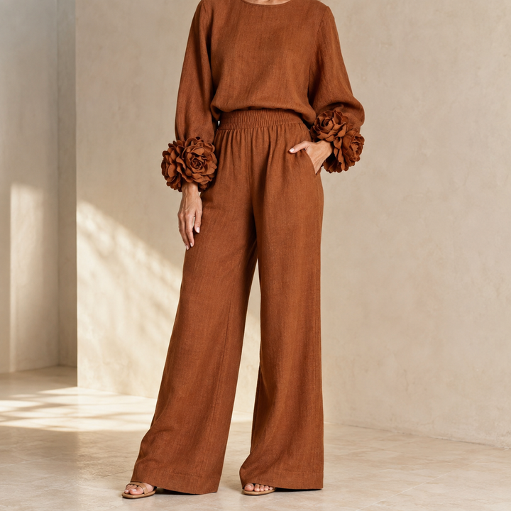 Lindsay | Comfortable Matching Set With Flowers