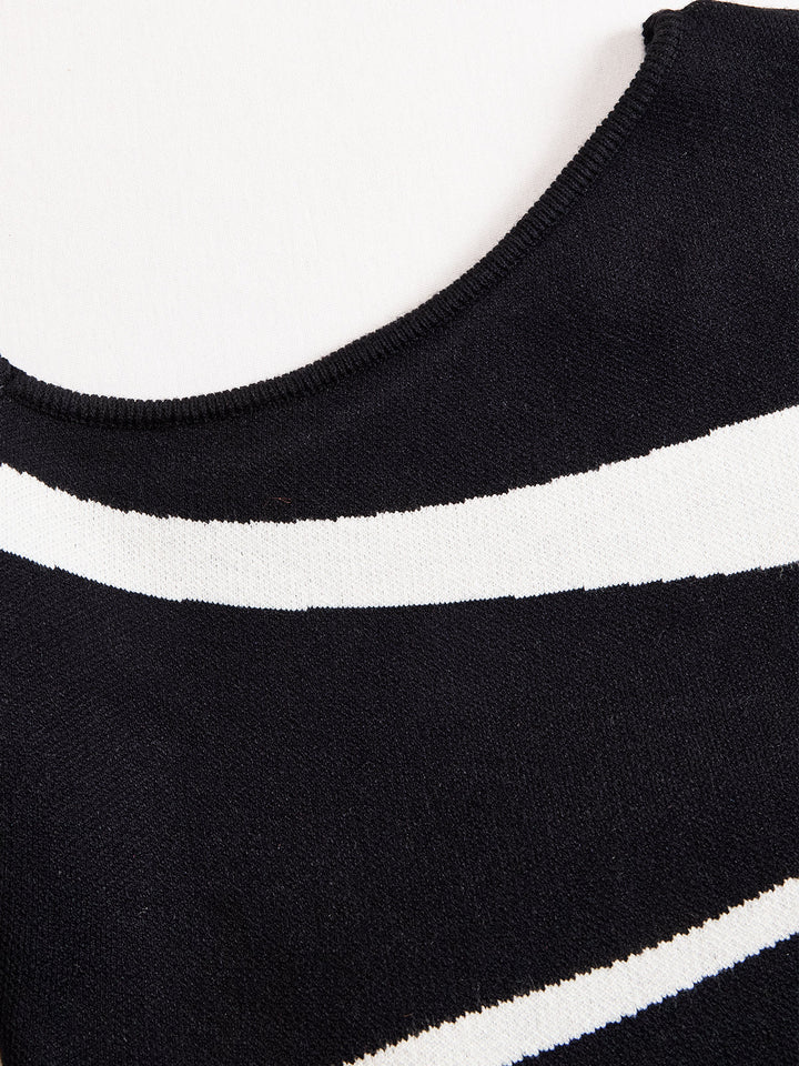 Tracie | Elegant Monochrome Contrast One - Shoulder Bodycon Dress
