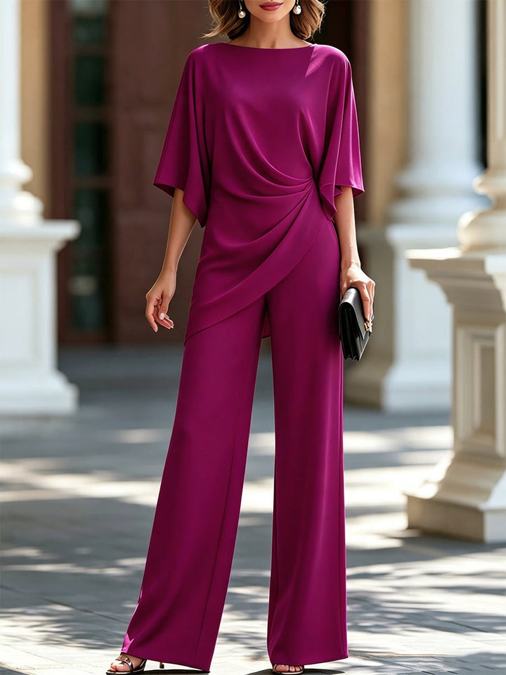 Genevieve | Cape-Sleeve Draped Waist Two-Piece