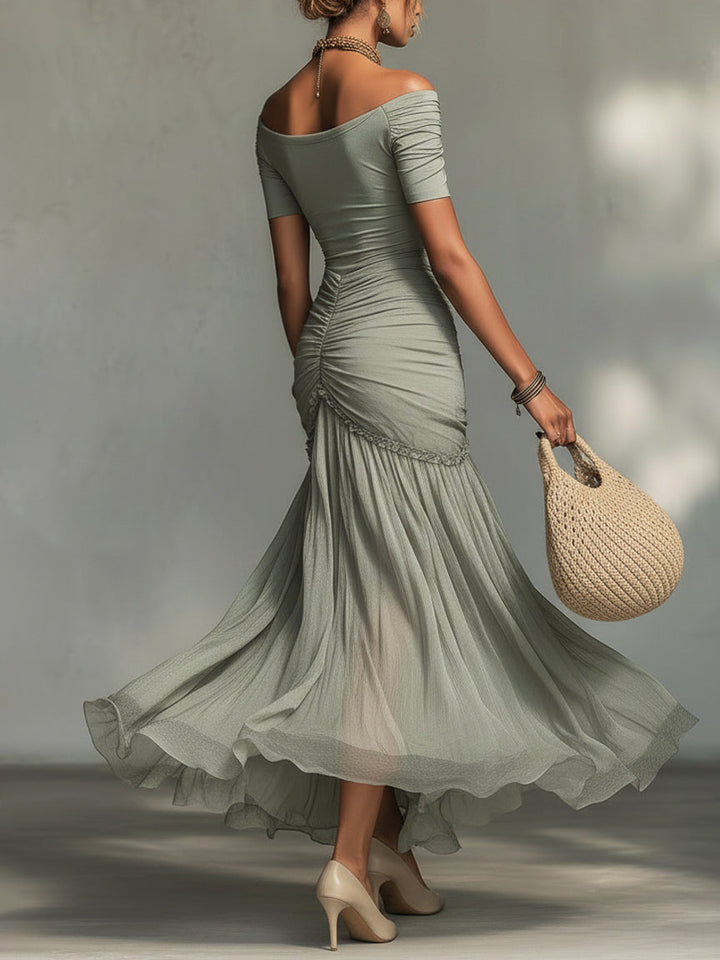 Sophie | Gray Chiffon Maxi Dress