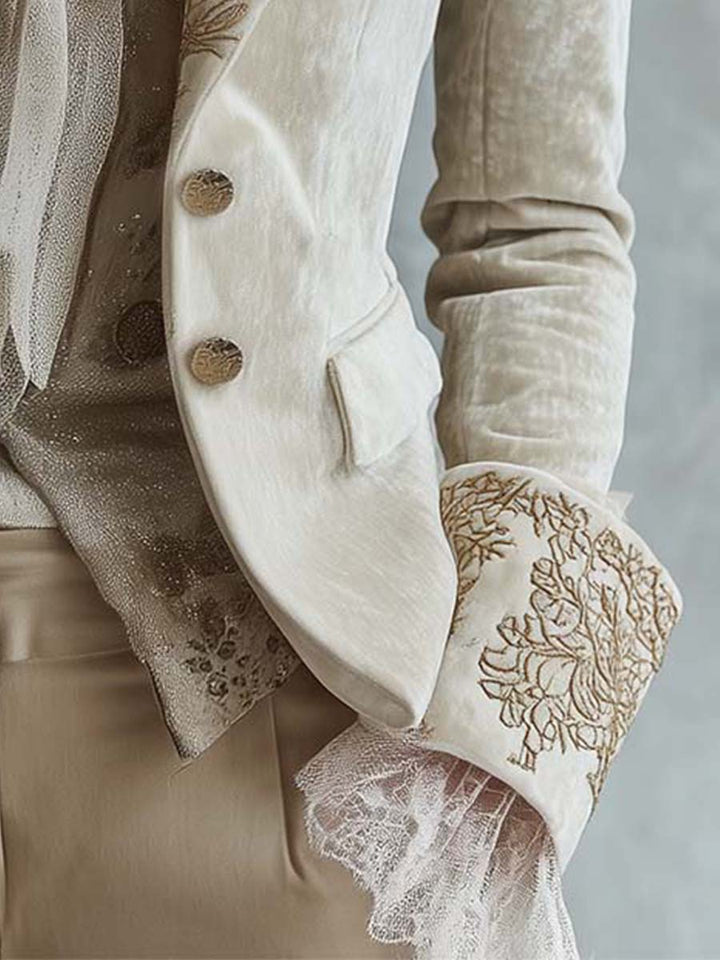 Belle | Ivory Embroidered Tailored Blazer