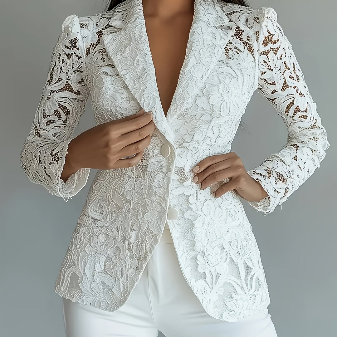 Wyonna | Floral Lace Semi-Sheer Long Sleeve Blazer