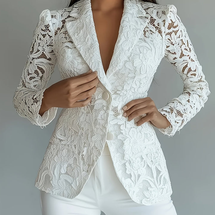 Wyonna | Floral Lace Semi-Sheer Long Sleeve Blazer