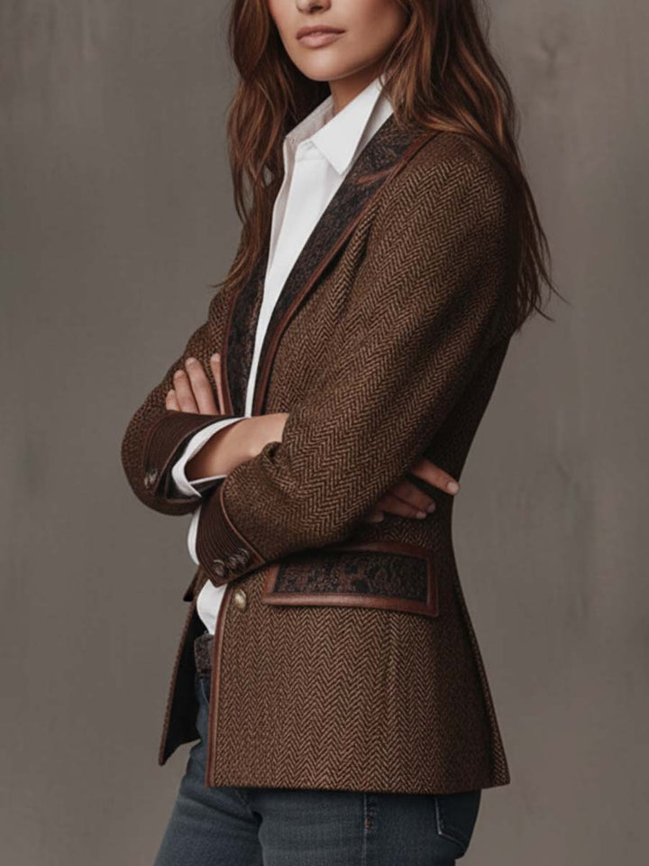 Madeline | Herringbone Printed Panel Blazer