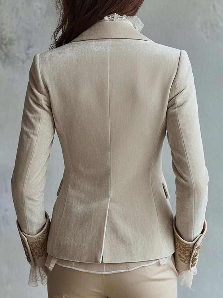 Belle | Ivory Embroidered Tailored Blazer