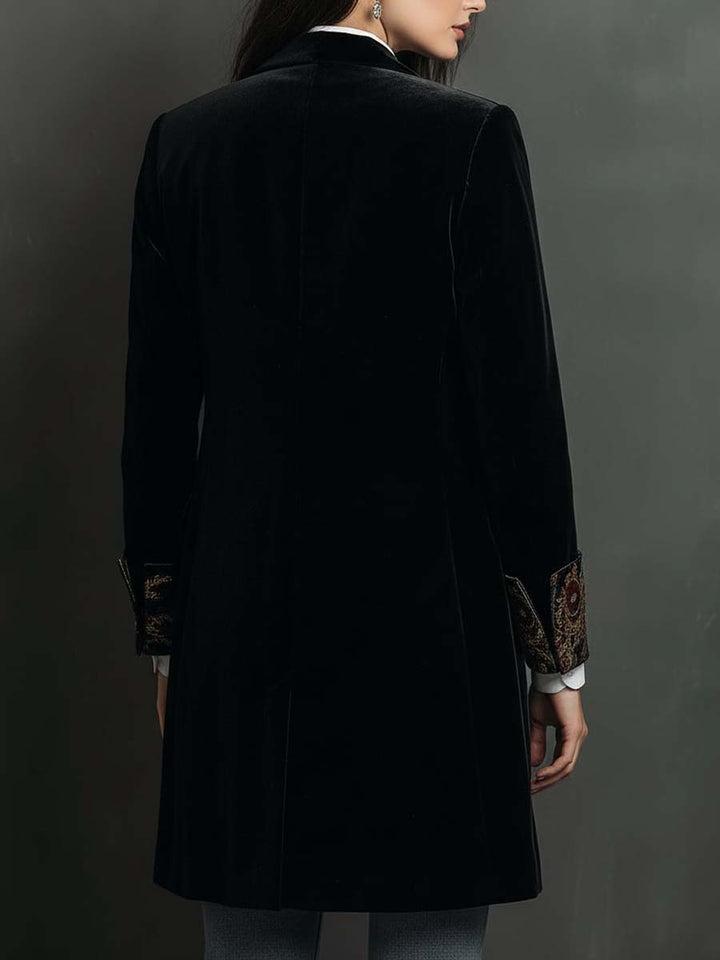 Eleanor | Black Baroque Print Lapel Slim Fit Blazer