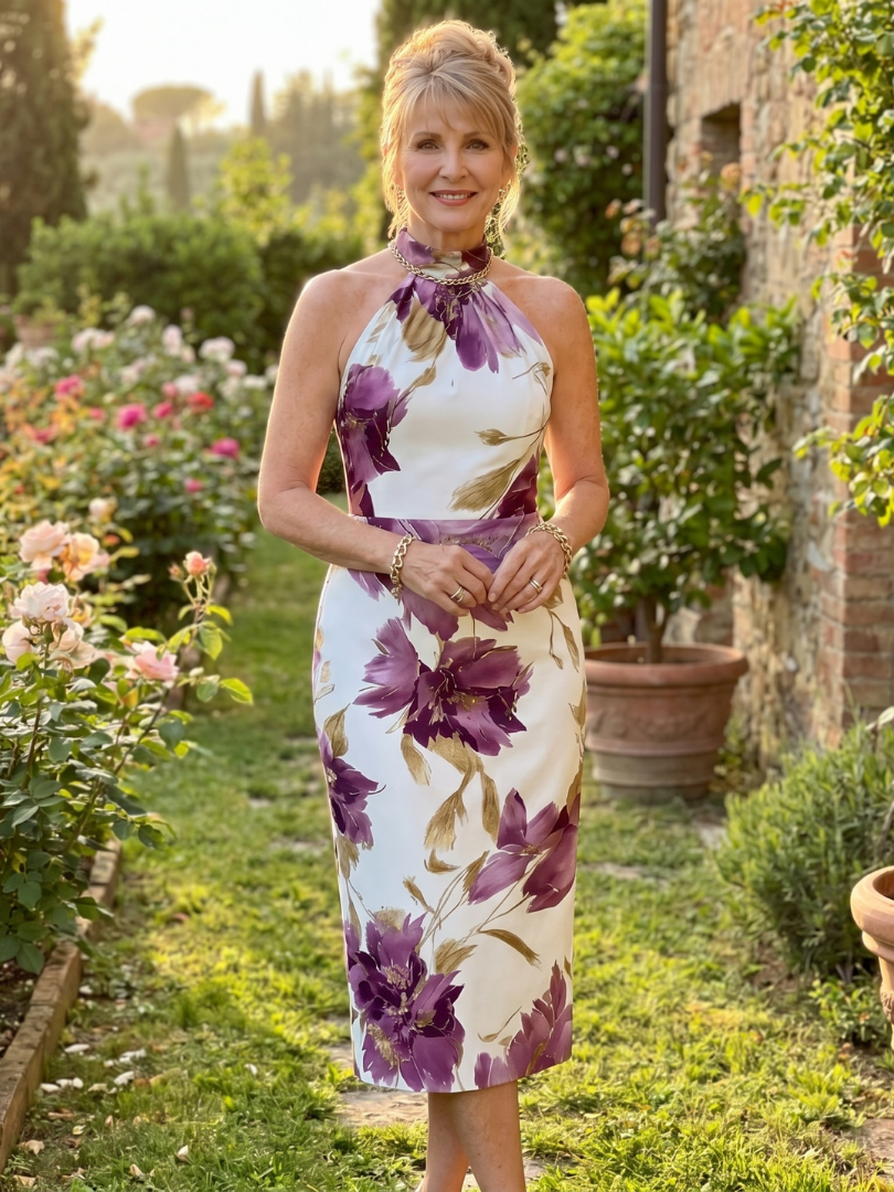 Zinnara | Midi Dress with V-Neck and Floral Print