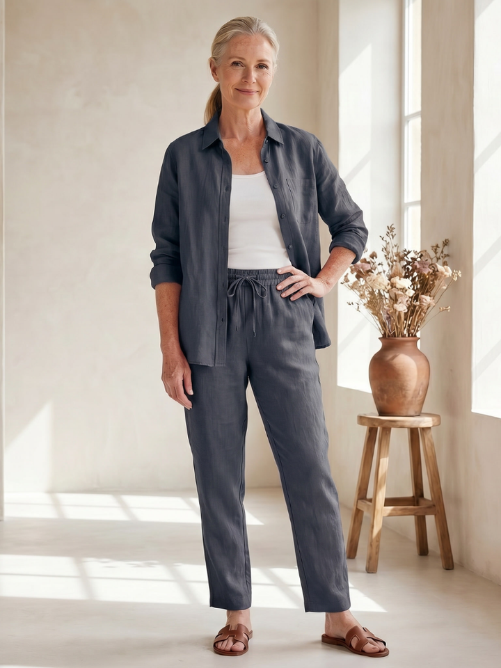 Noor | Long Sleeve Shirt Tapered Pants Set