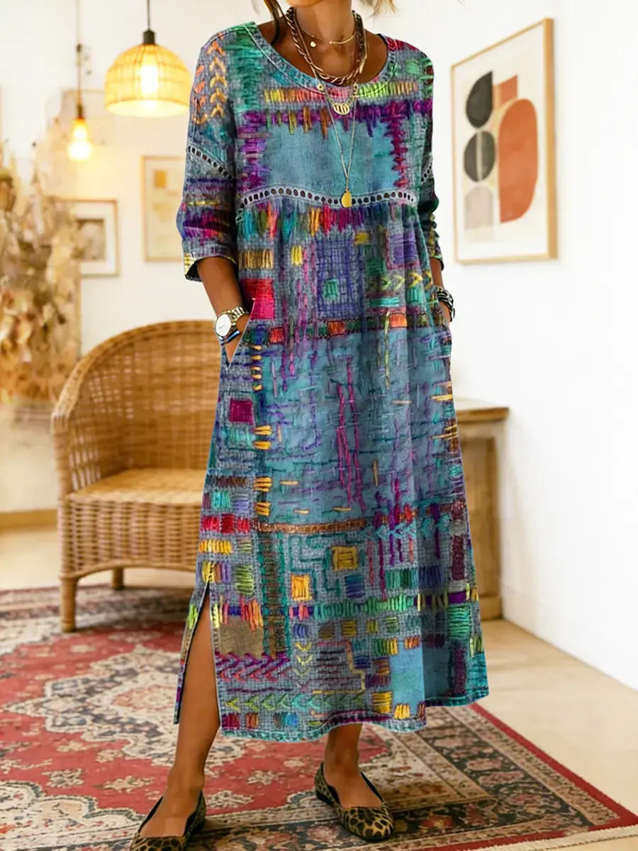 Mauie | Denim Dress with Ethnic Patchwork