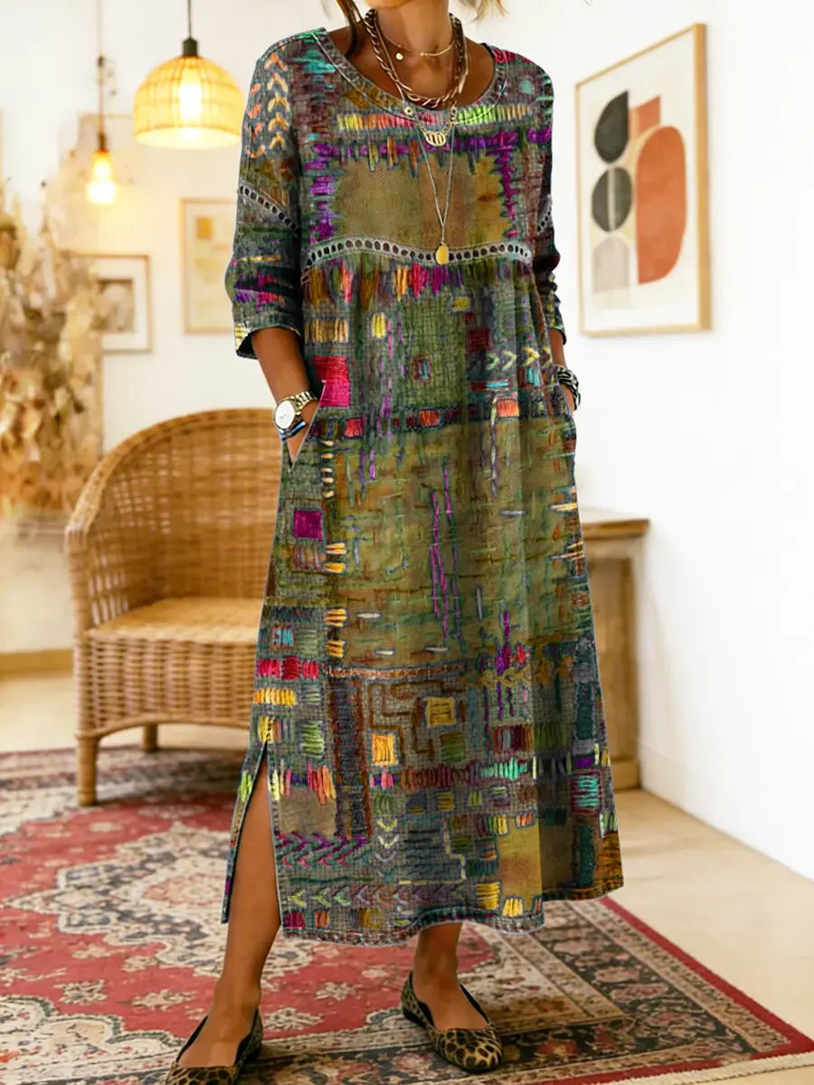 Mauie | Denim Dress with Ethnic Patchwork