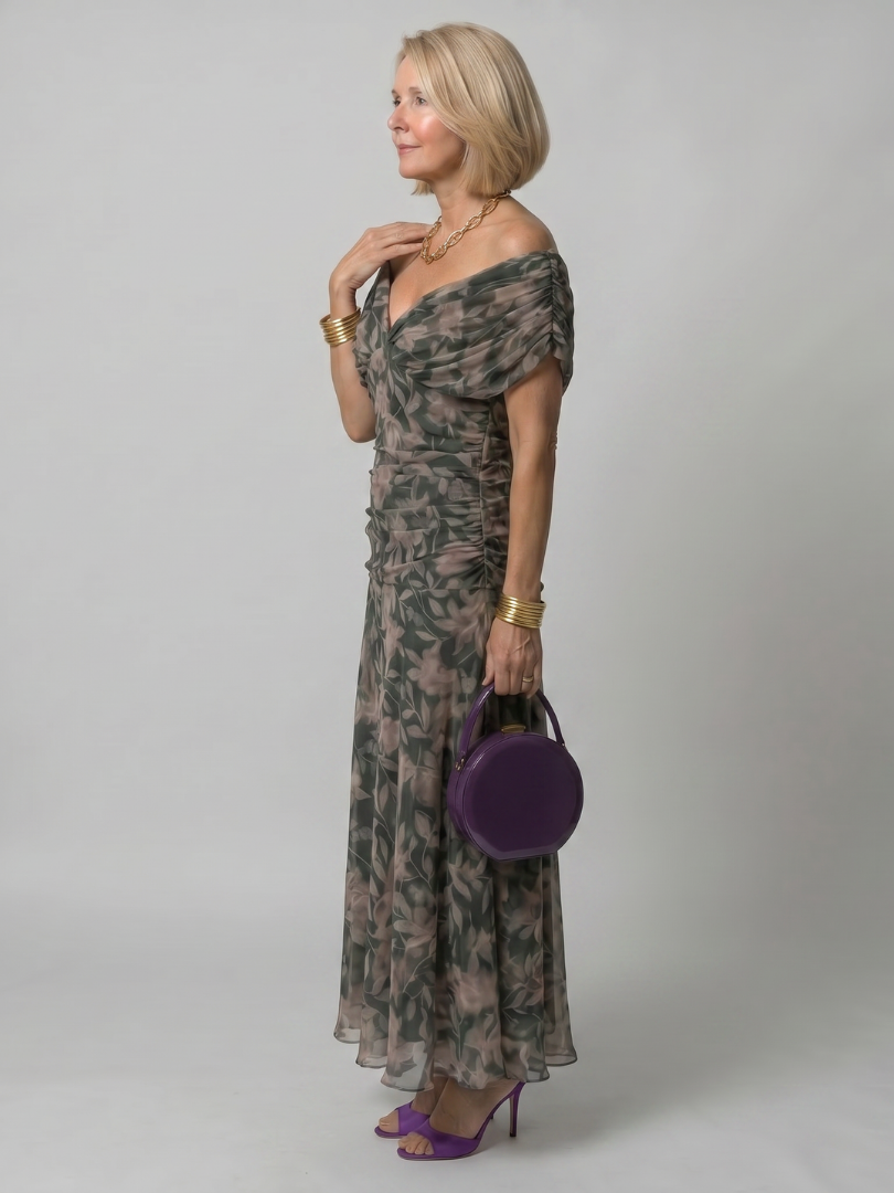 Calen | Airy Midi Dress with Bare Shoulders