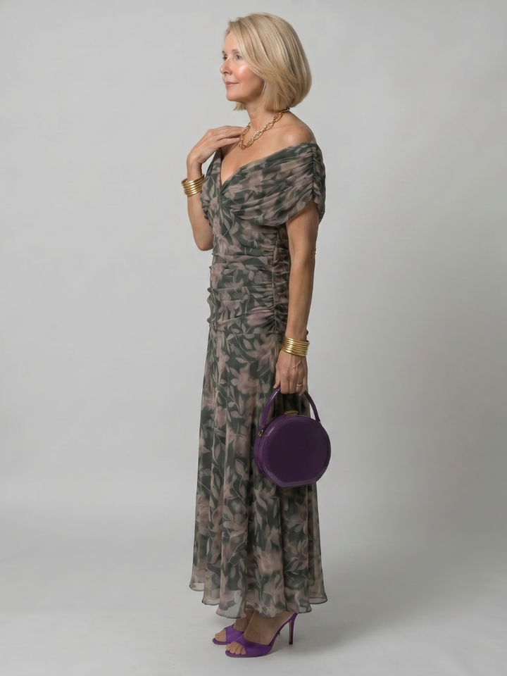 Calen | Airy Midi Dress with Bare Shoulders
