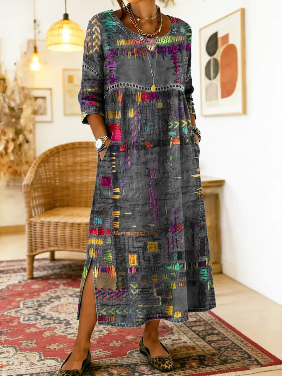 Mauie | Denim Dress with Ethnic Patchwork