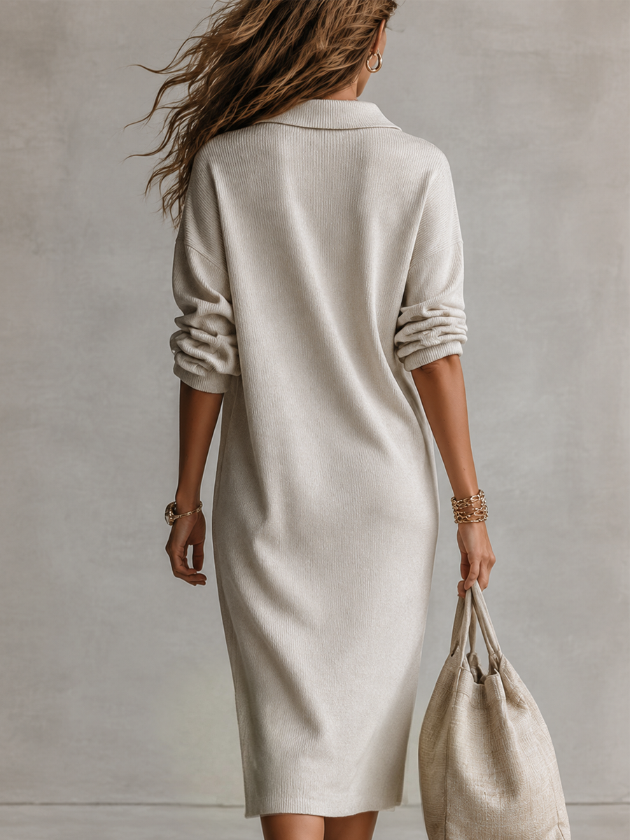 Avina | Soft Collared Long Sleeve Dress
