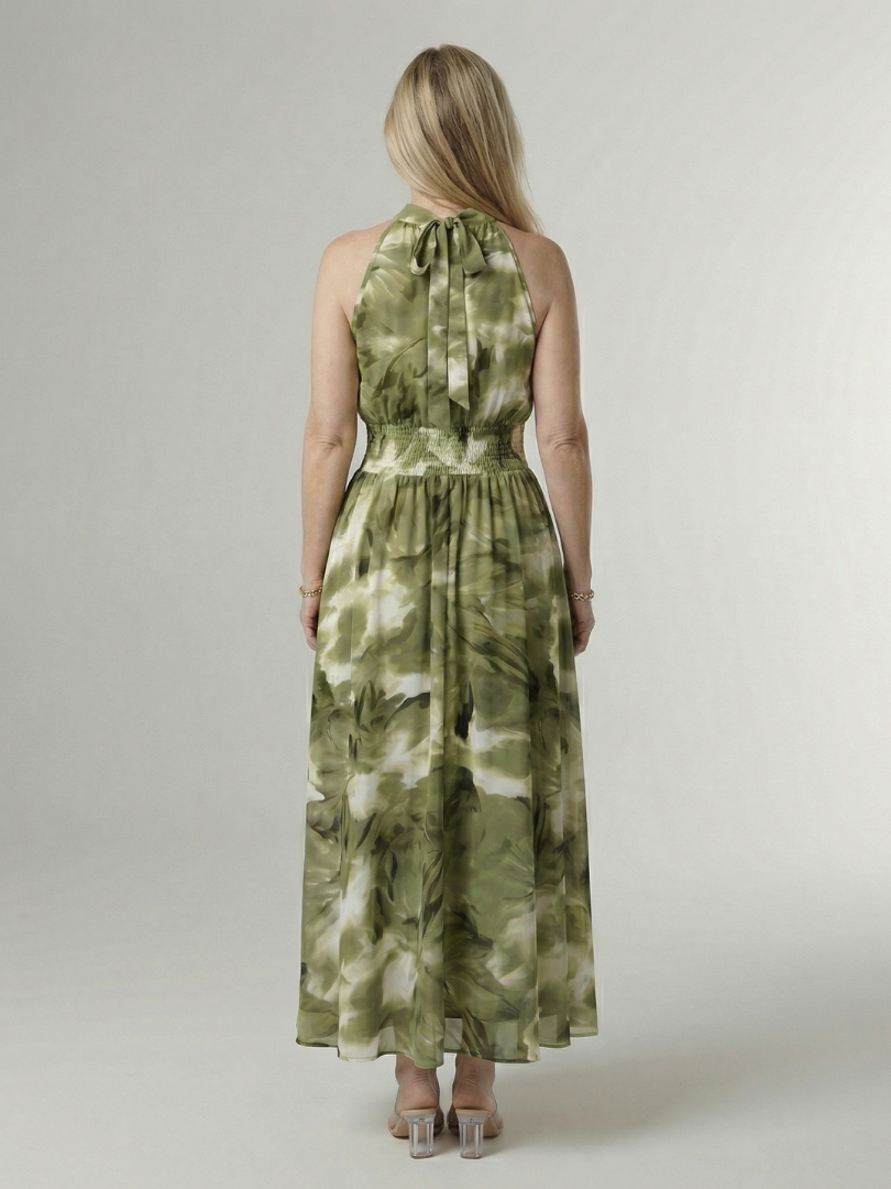 Sylin | Midi Dress with Deep Neckline and Halter Neck