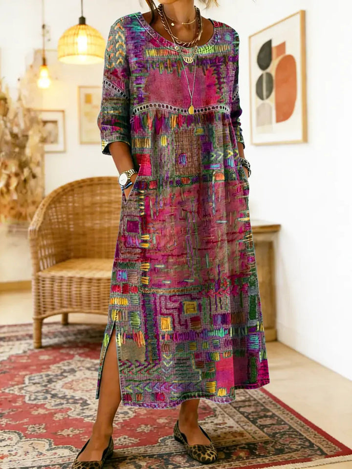 Mauie | Denim Dress with Ethnic Patchwork