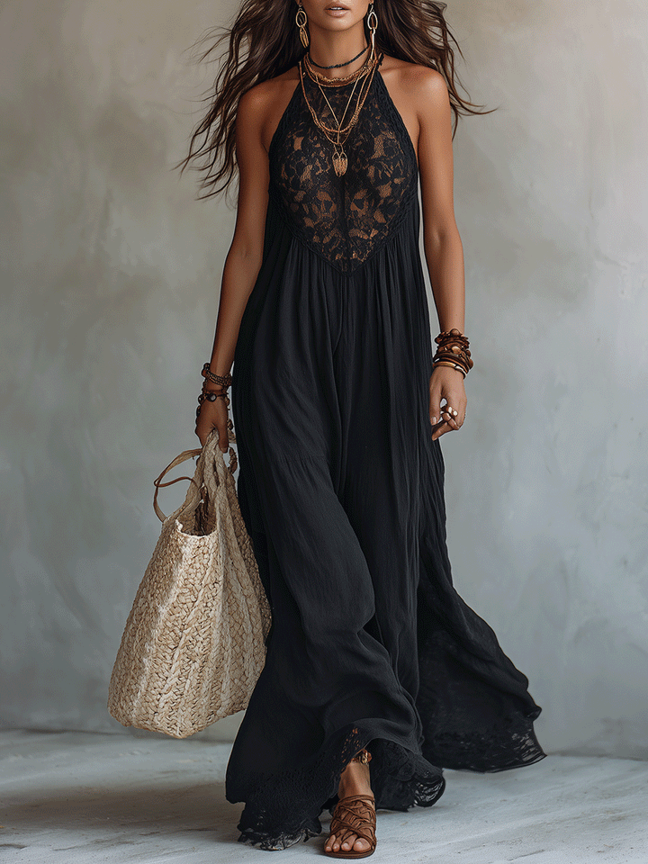 Emilia | Elegant Bohemian Sleeveless Soft Drape Statement Evening Maxi Dress