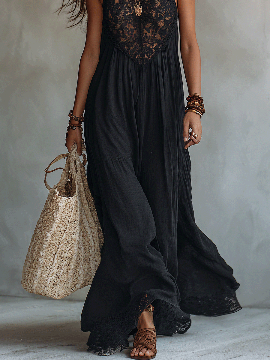 Emilia | Elegant Bohemian Sleeveless Soft Drape Statement Evening Maxi Dress
