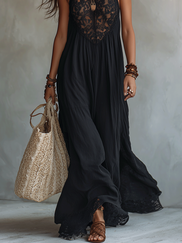 Emilia | Elegant Bohemian Sleeveless Soft Drape Statement Evening Maxi Dress