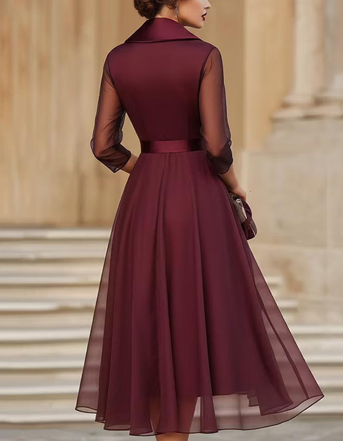 Bibiana | Satin Tulle Midi Dress