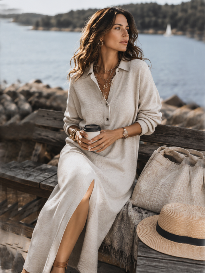 Avina | Soft Collared Long Sleeve Dress