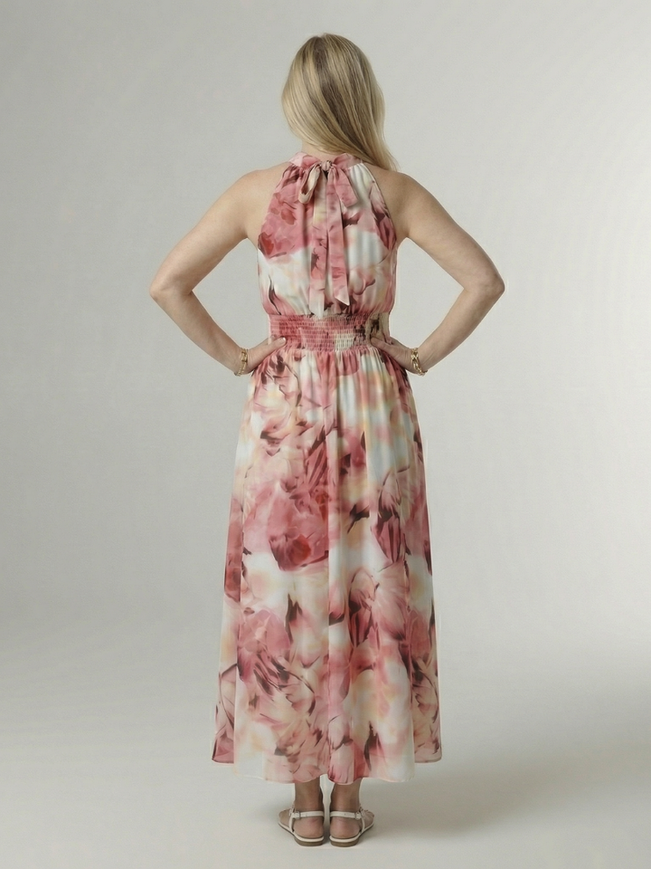Sylin | Midi Dress with Deep Neckline and Halter Neck