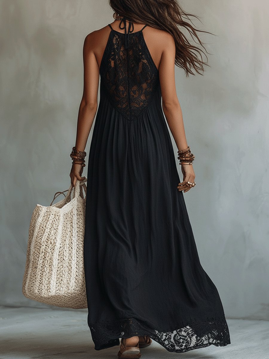 Emilia | Elegant Bohemian Sleeveless Soft Drape Statement Evening Maxi Dress
