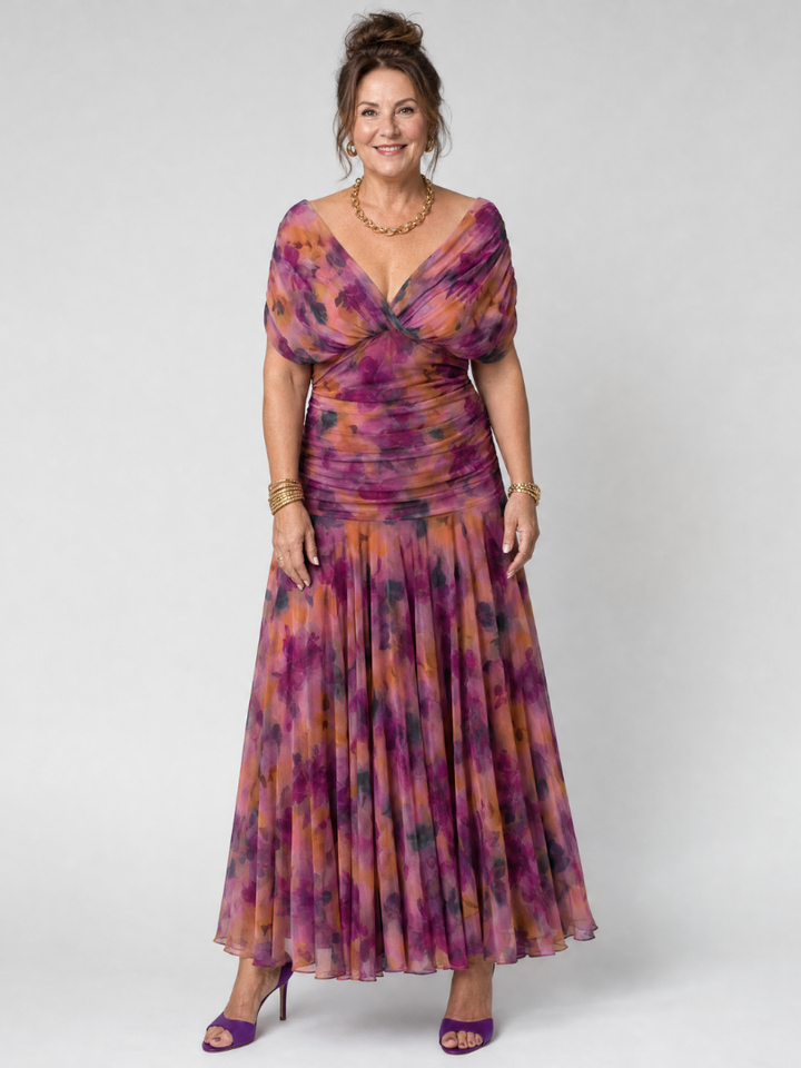 Calen | Airy Midi Dress with Bare Shoulders