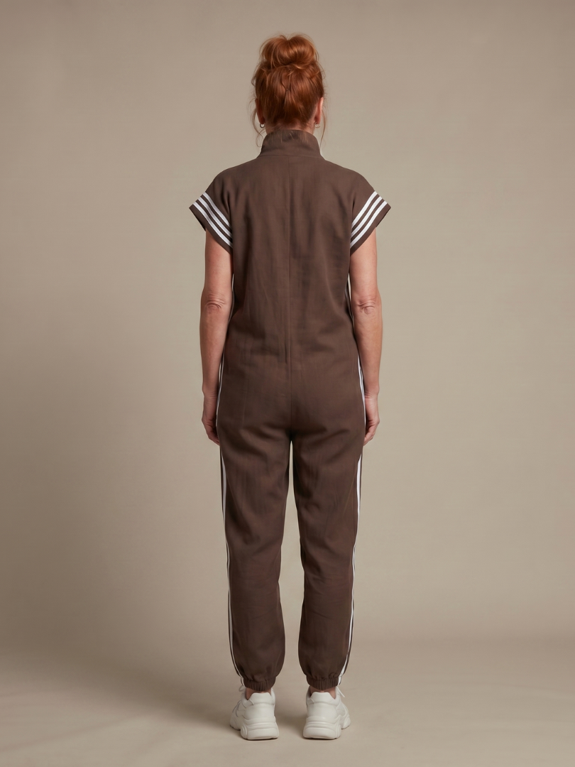 Lark | Zip Front Stripe Panel Jumpsuit