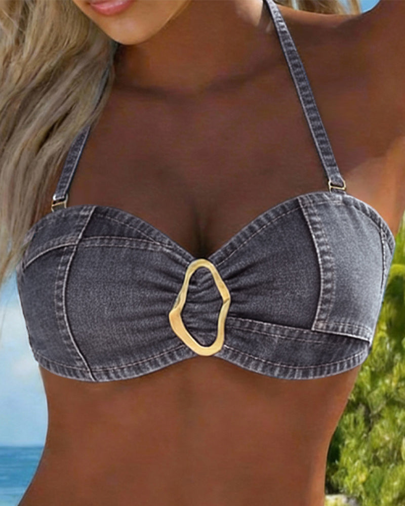 Patricia | Metal Buckle Suspender Bikini Two-Piece