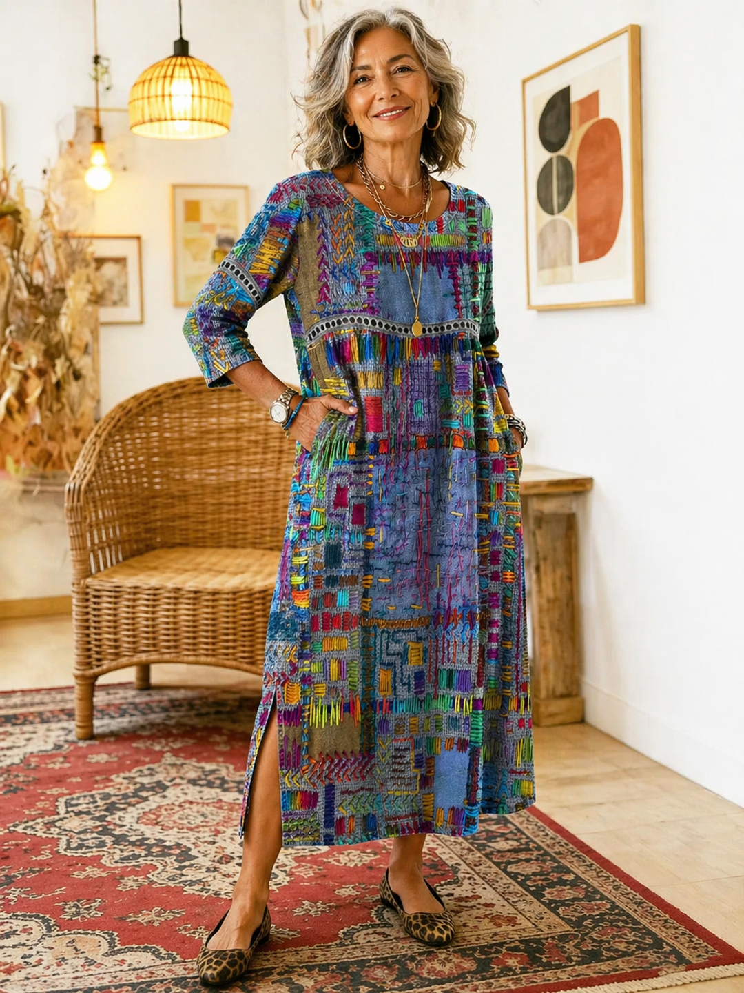 Mauie | Denim Dress with Ethnic Patchwork