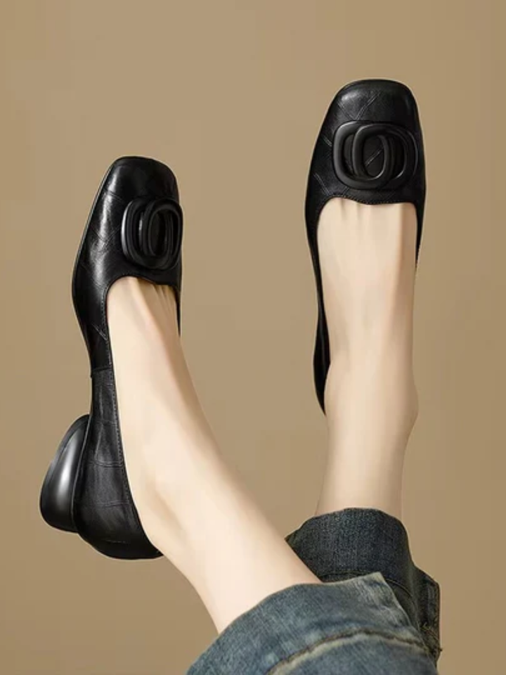 Zarah | Leather Ballet Flats with Square Toe