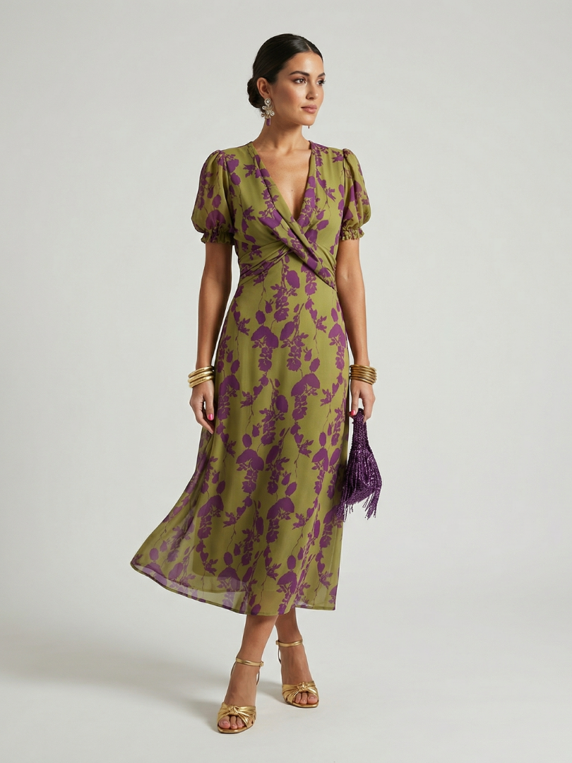 Virel | Floral Pattern Midi Dress