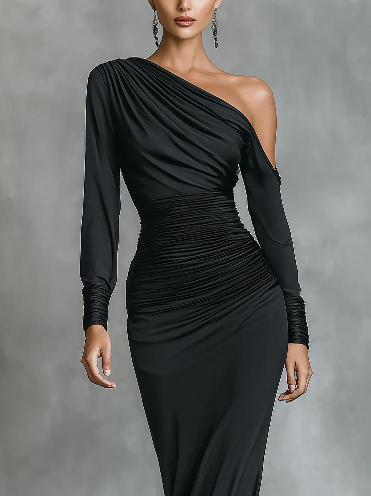 IMME | SATIN MERMAID DRESS WITH GATHERING