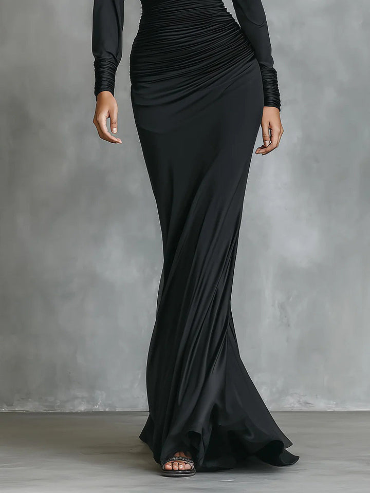 IMME | SATIN MERMAID DRESS WITH GATHERING