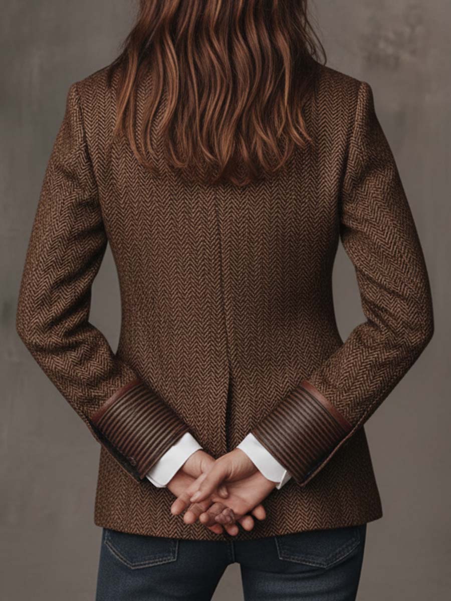 Madeline | Herringbone Printed Panel Blazer