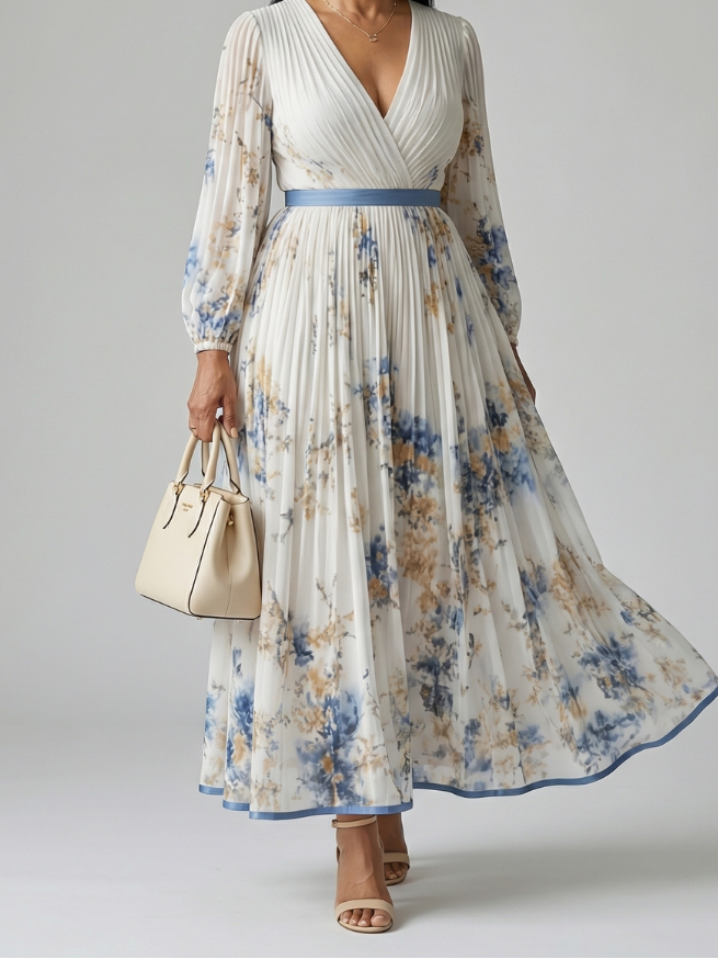 Rielle | Pleated Wrap Midi Dress