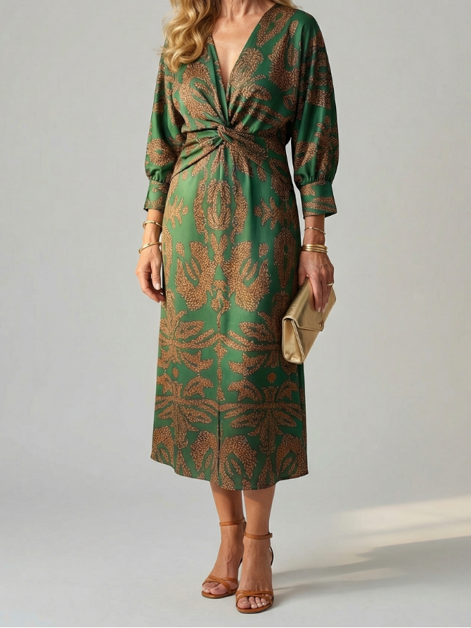 Lune | Natural Wrap Midi Dress