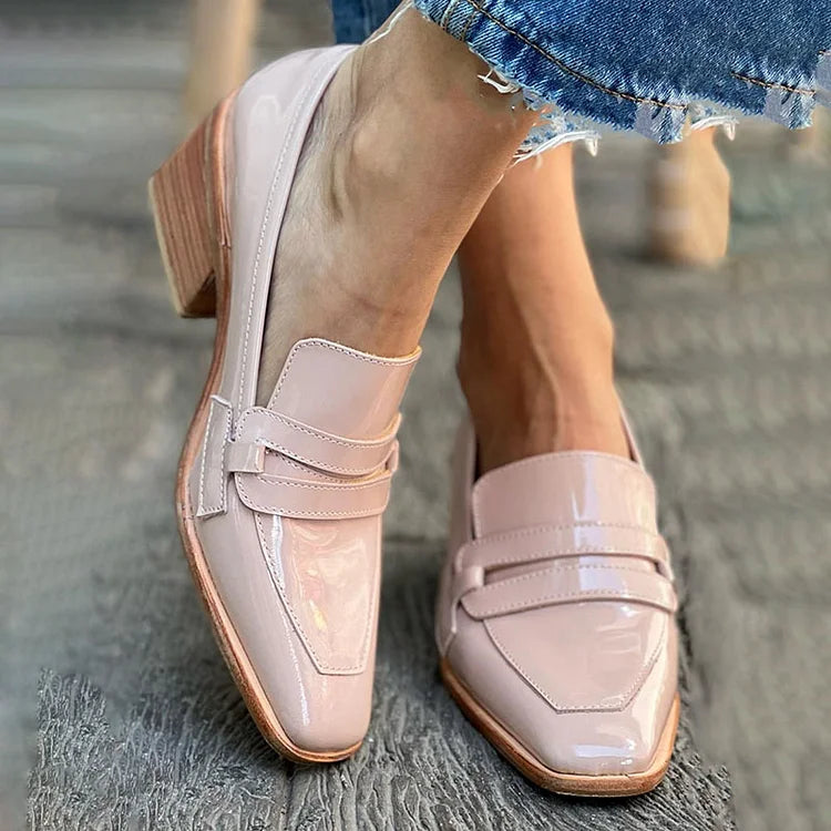 Grace | Glossy Loafers with Wide Heel