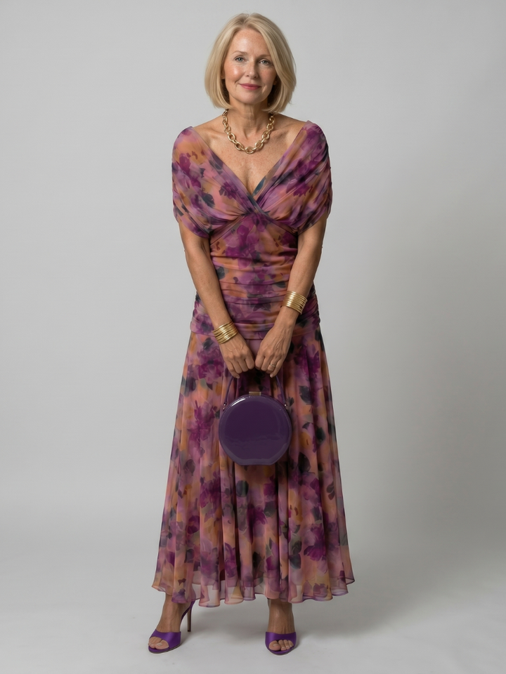 Calen | Airy Midi Dress with Bare Shoulders