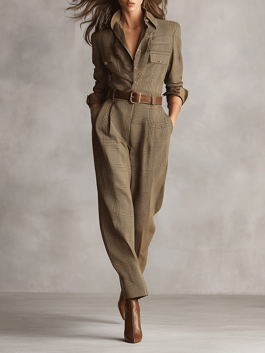 Célia | Brown Jumpsuit with Sophisticated Details