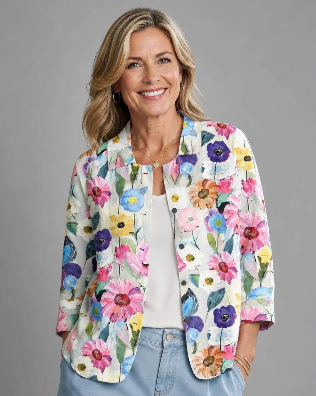 Nolly | Baroque Scrollwork Open Shirt Blouse