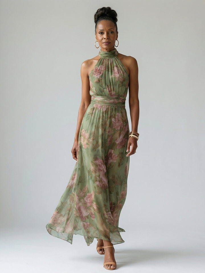 Mirelle | Midi Dress with Ruffled Band at the Waist