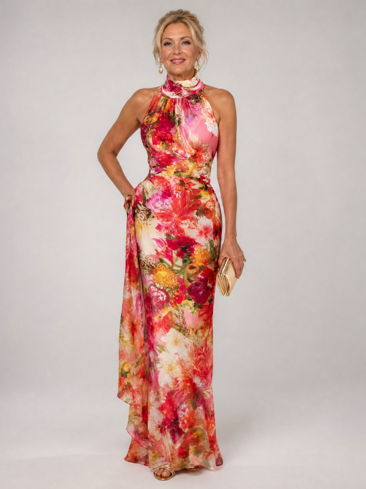 Elisabetta | Floral Maxi Dress with Sweetheart Neckline
