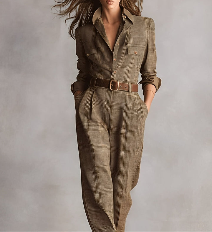 Célia | Brown Jumpsuit with Sophisticated Details