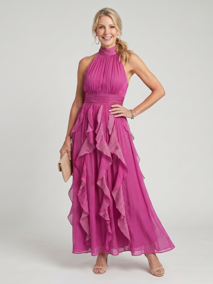 Orea | Maxi Dress with Ruffles and High Neckline