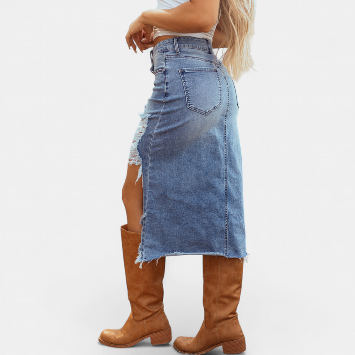 Bethany | Relaxed High-Waist Denim Maxi Skirt