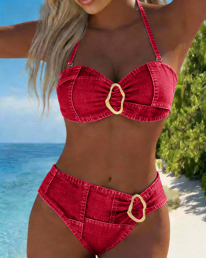 Patricia | Metal Buckle Suspender Bikini Two-Piece